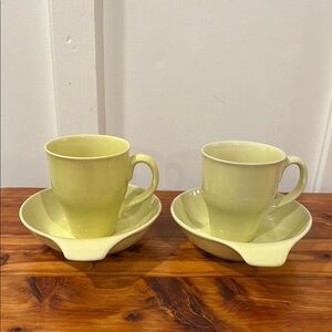 Oneida Russel Wright Lemon Yellow Mug w/ Lugged Soup Bowl Set of 2